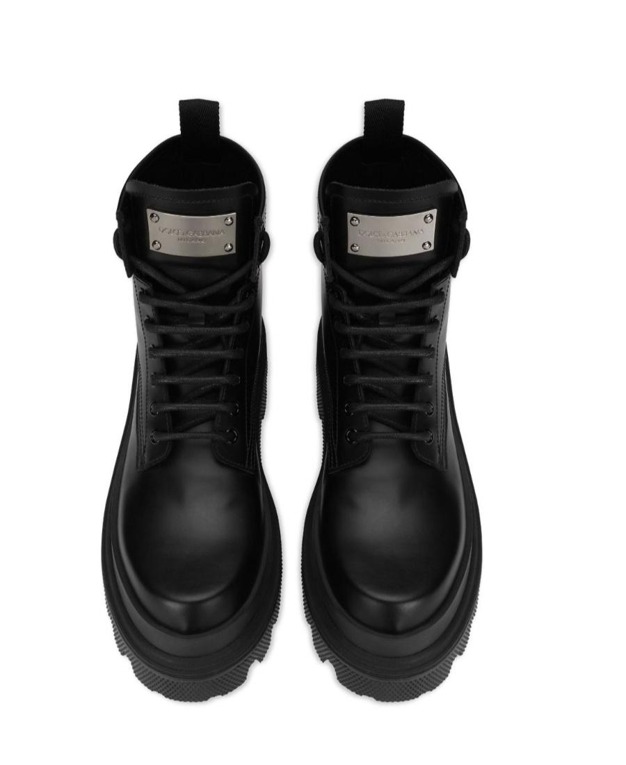 DOLCE & GABBANA Studded Calfskin Hi-trekking Ankle Boots In Black Product Image