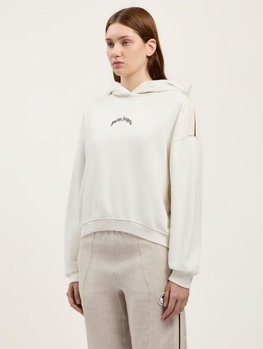 Curved Logo Loose Crop Hoodie Product Image
