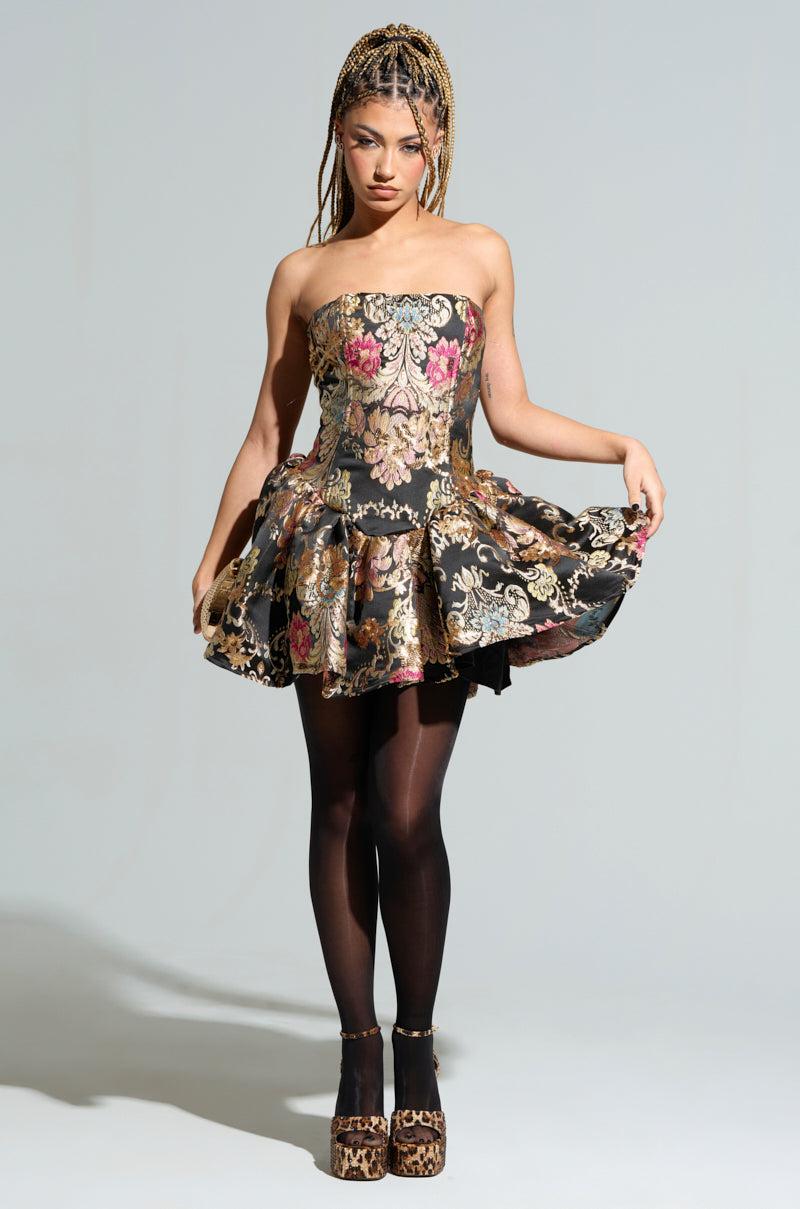 PURE ROYALTY BROCADE MINI DRESS Product Image