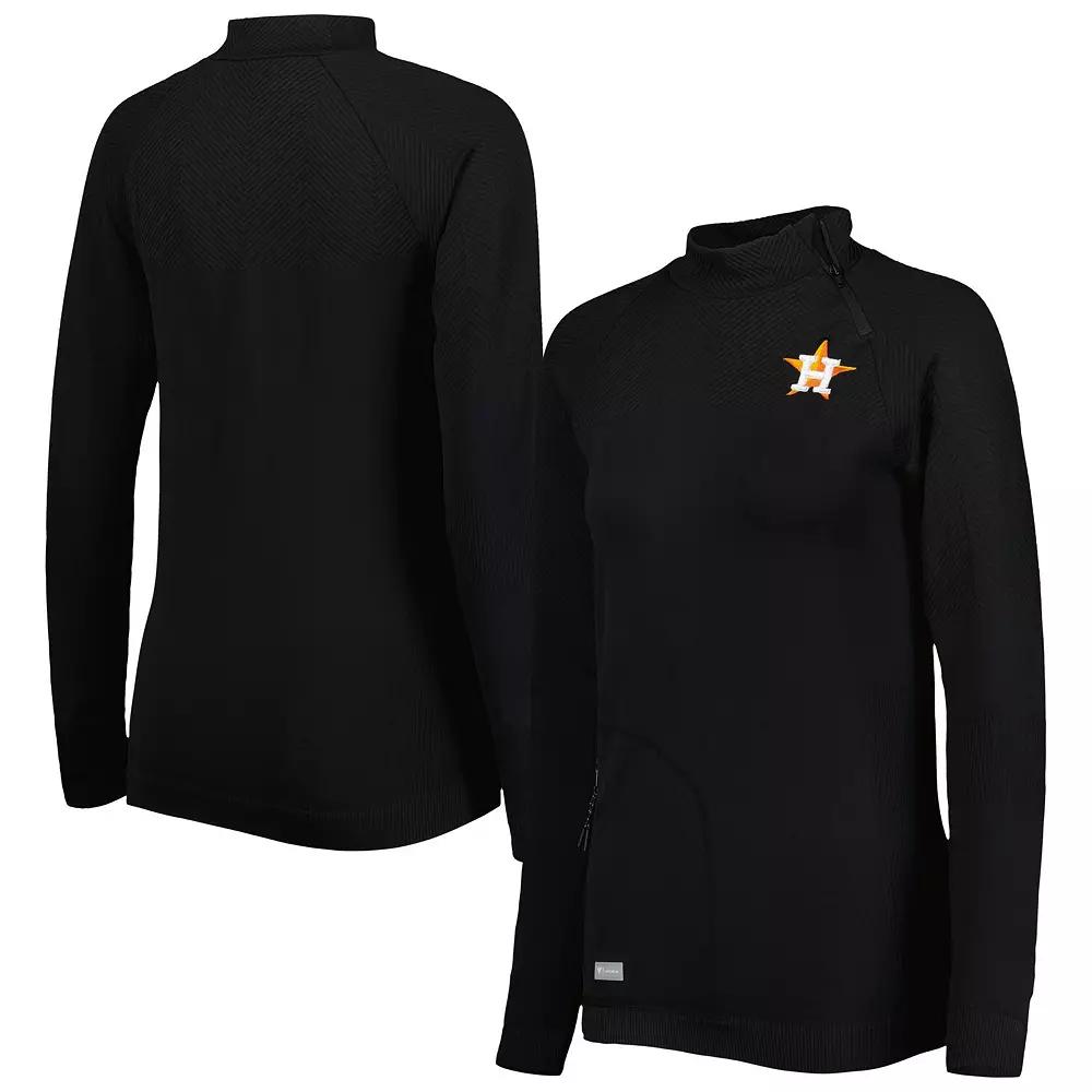 Women's Levelwear Black Houston Astros Verse Asymmetrical Raglan Tri-Blend Quarter-Zip Jacket,  Product Image