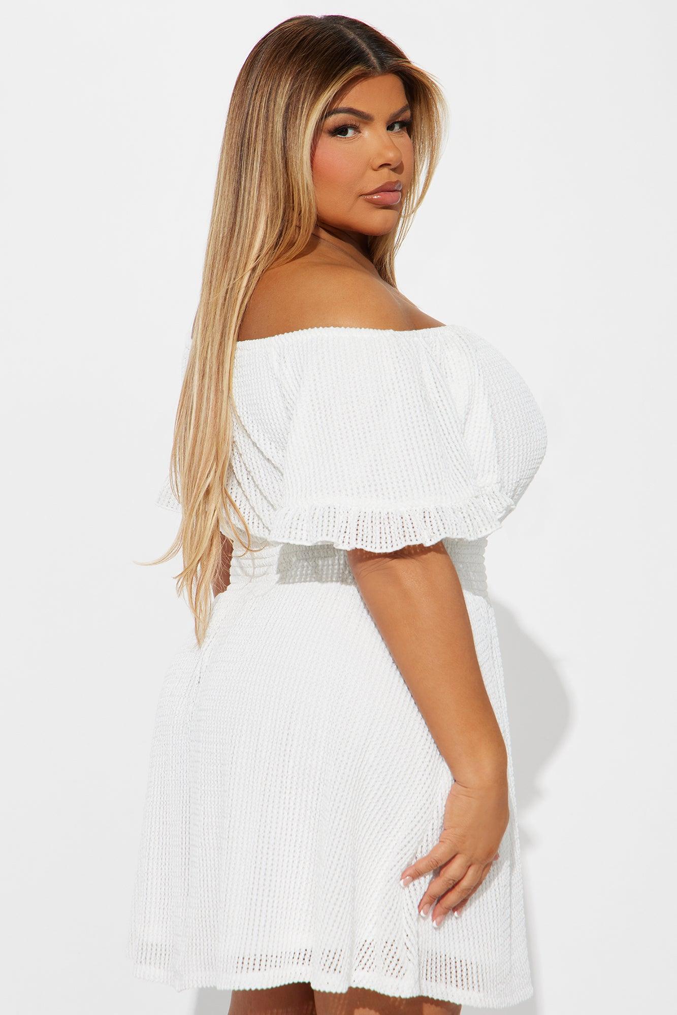 Brenda Off Shoulder Mini Dress - White Product Image