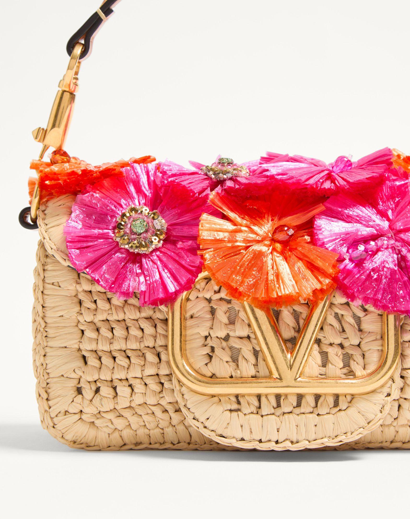 Valentino Garavani Locò Small Shoulder Bag In With Flowers And Beads Product Image