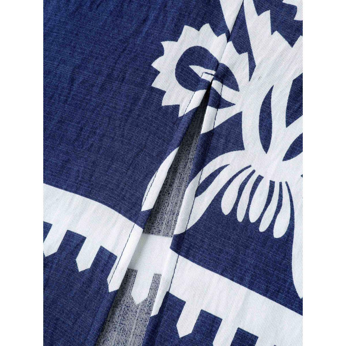 Plus Size Rayon Stretchy Waist Boho Slit Midi Dress Indigo Women Boho Non Sleeveless Curvy BloomChic 10/M Product Image