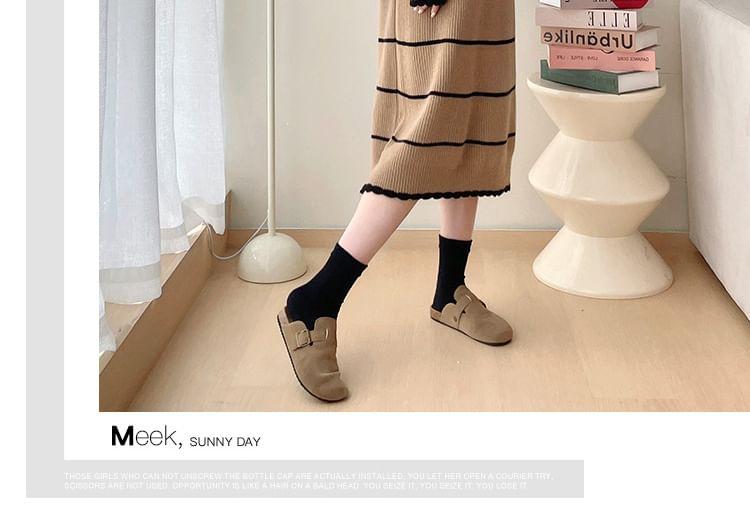 Maternity Long Sleeve Round Neck Striped Ribbed Midi Shift Sweater Dress Product Image