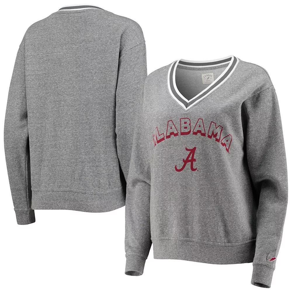 Women's League Collegiate Wear Heathered Gray Alabama Crimson Tide Victory Springs Tri-Blend V-Neck Pullover Sweatshirt, Size: Small, Grey Product Image