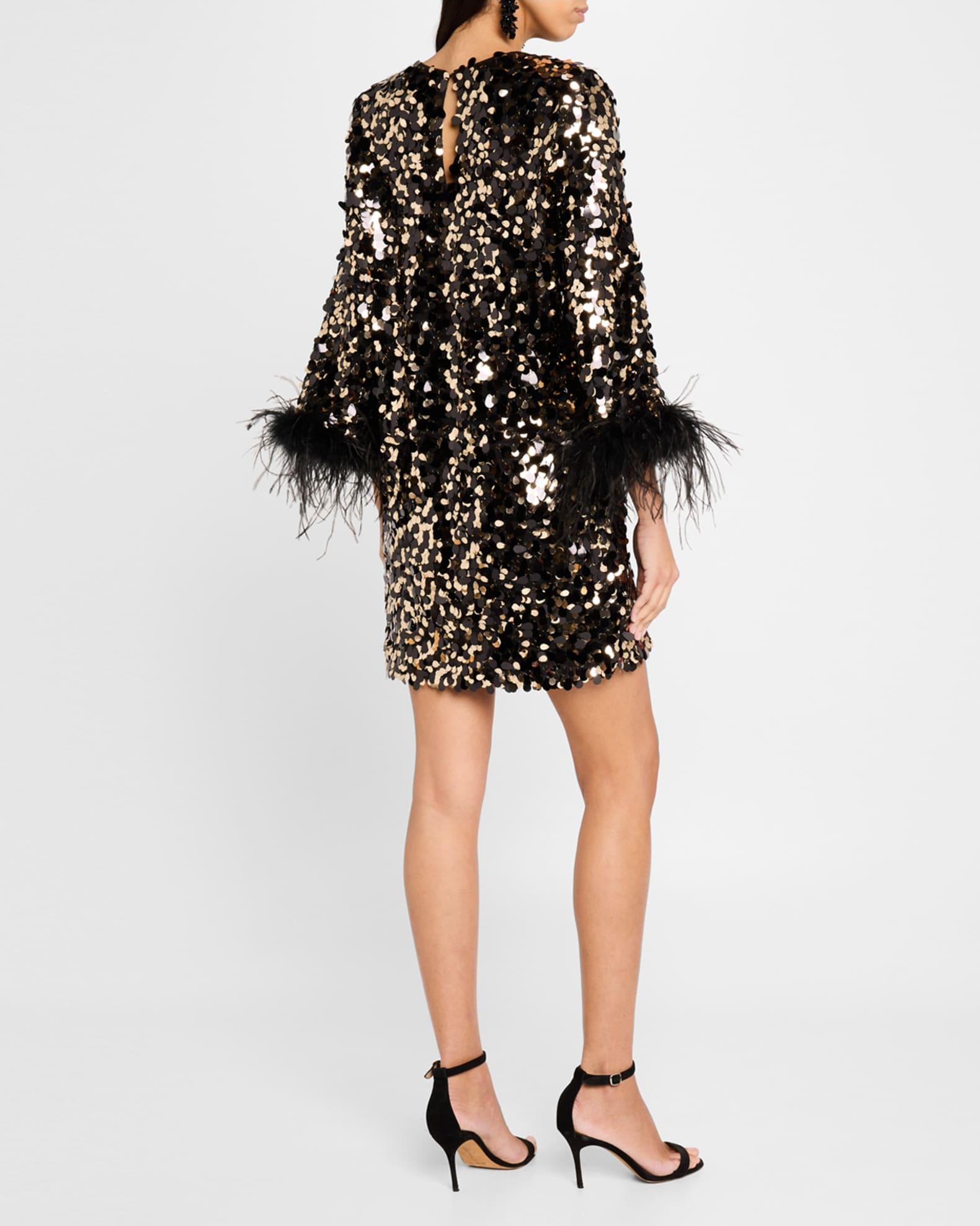 Juliet Feather-Cuff Sequin Mini Dress Product Image