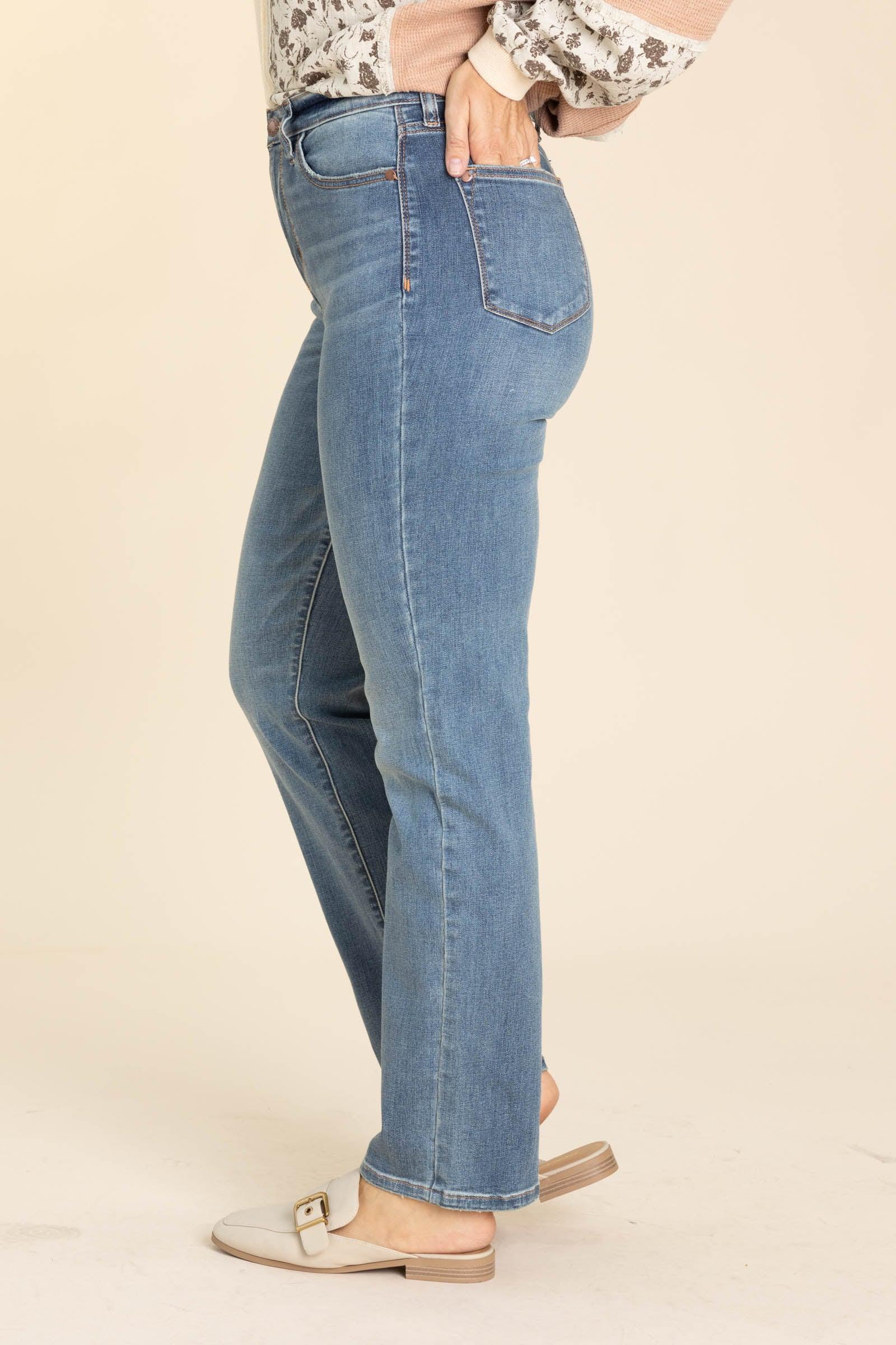 Judy Blue Work It Med Wash Straight Leg Jeans Product Image