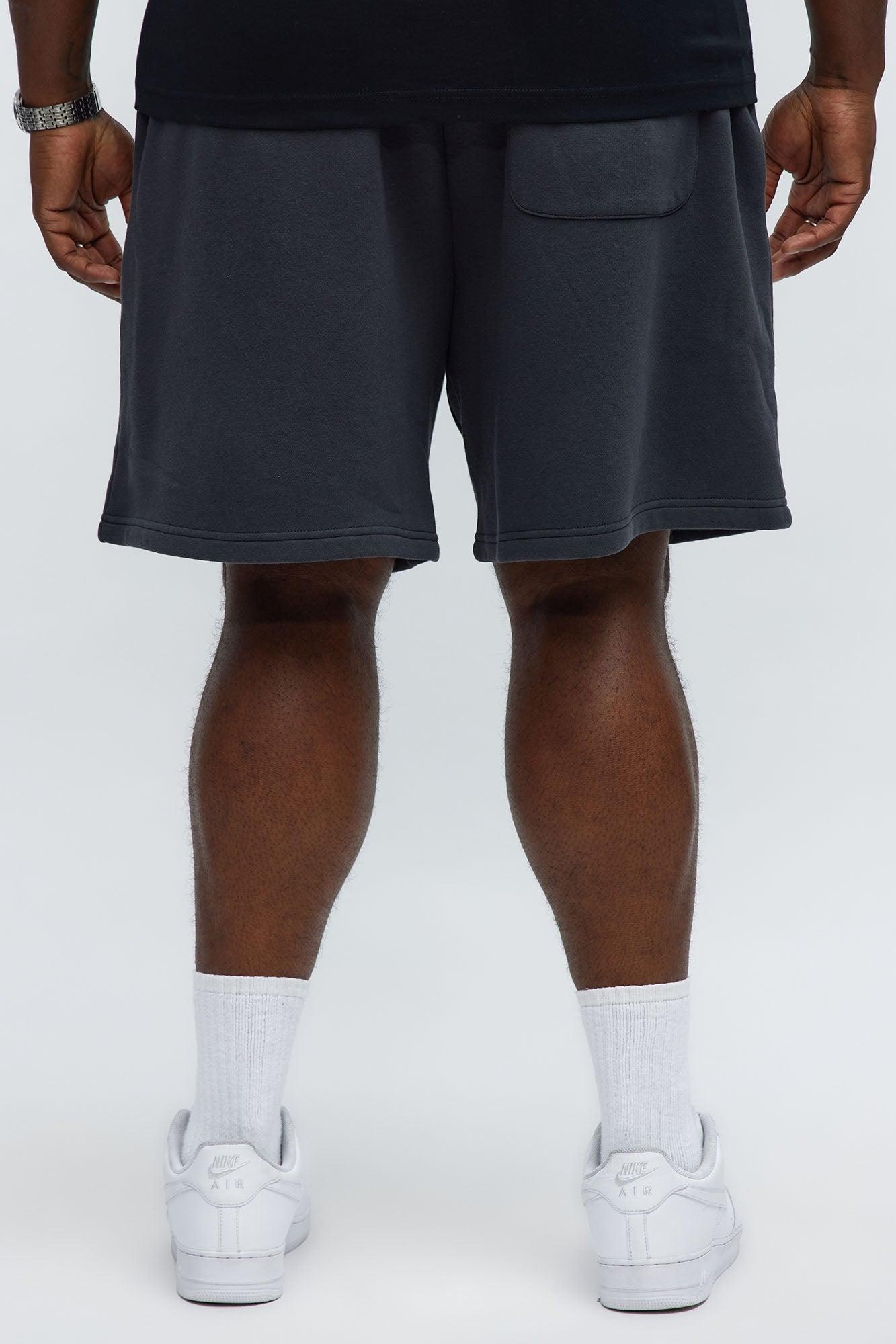 Tyson Relaxed Frayed Patch Sweatshorts - Charcoal Male Product Image
