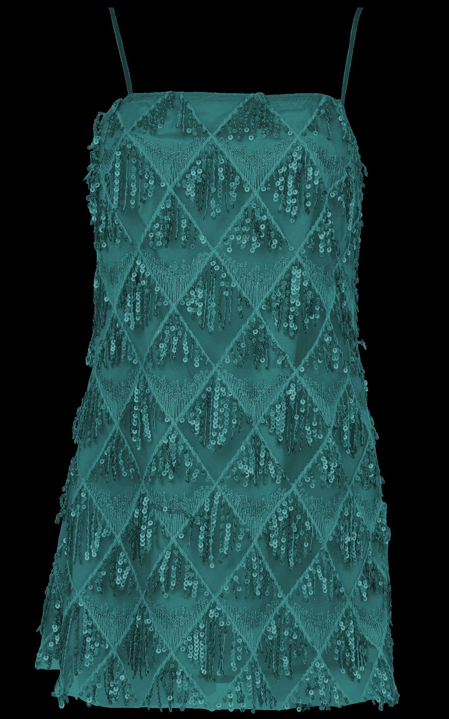 Shook Mini Dress - Cami Sequin Fringe Dress in Emerald Sequin Product Image