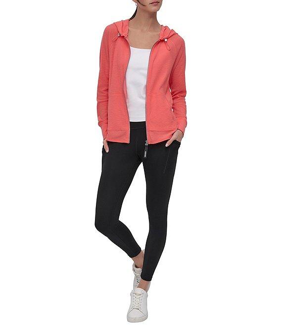 DKNY Sport by Donna Karan Long Sleeve Full Zip Mini Slub Waffle Pocketed Hoodie Product Image