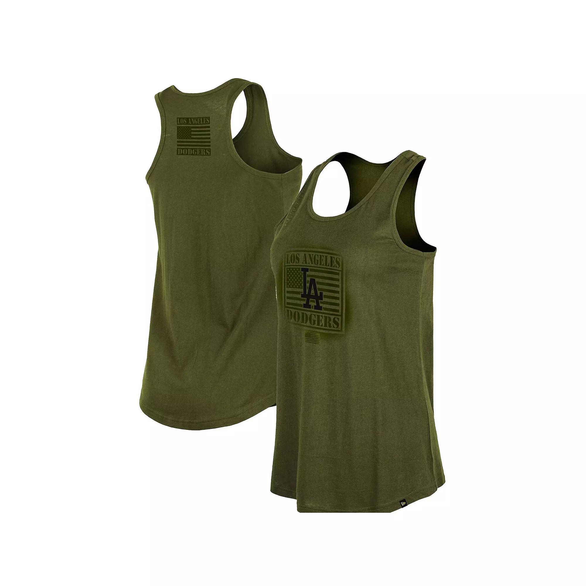 Women's New Era Olive 2023 Los Angeles Dodgers Armed Forces Day Racerback Tank Top, Size: Medium, Team Product Image