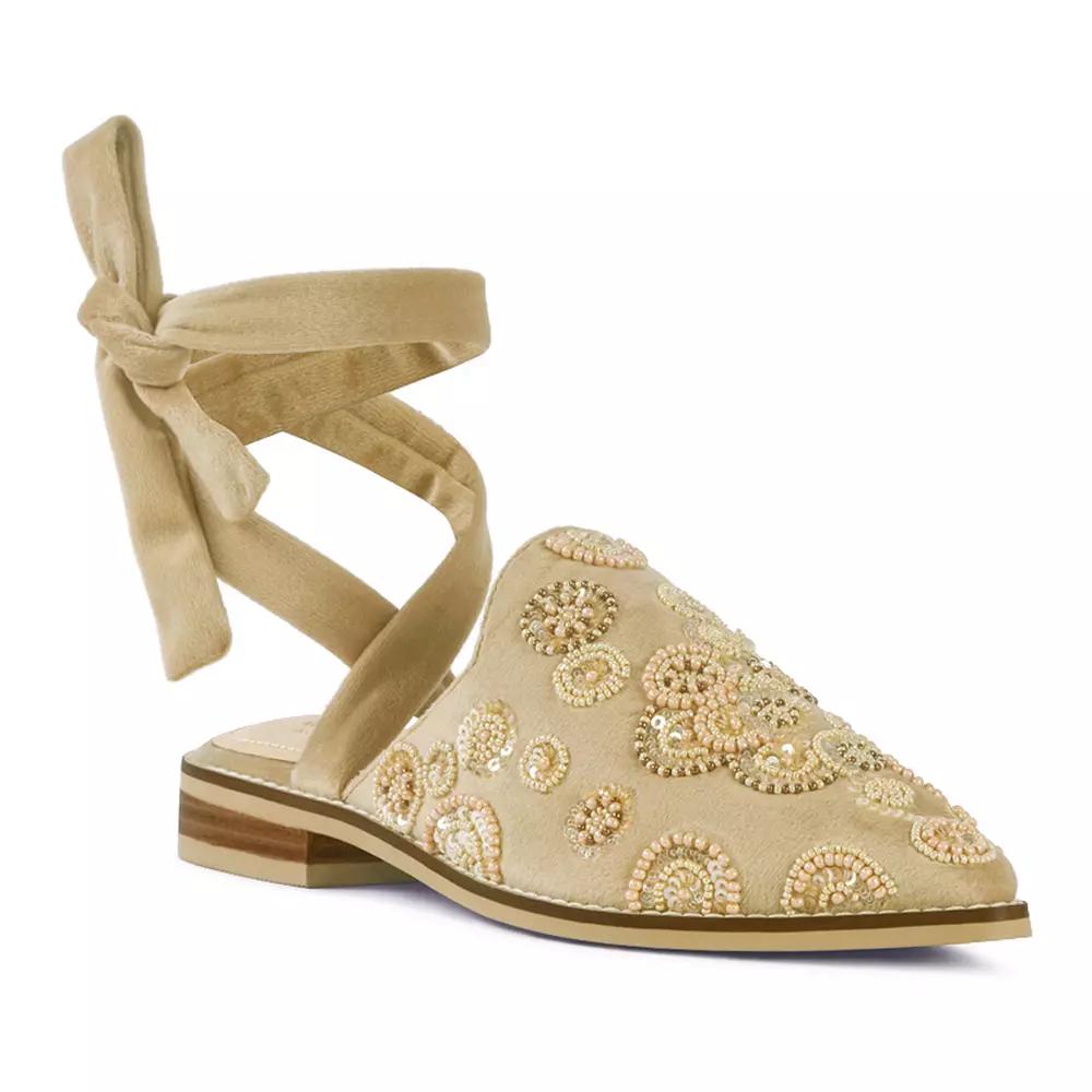 Rag & Co Mande Women's Embroidered Velvet Mules, Size: 5, Beige Product Image