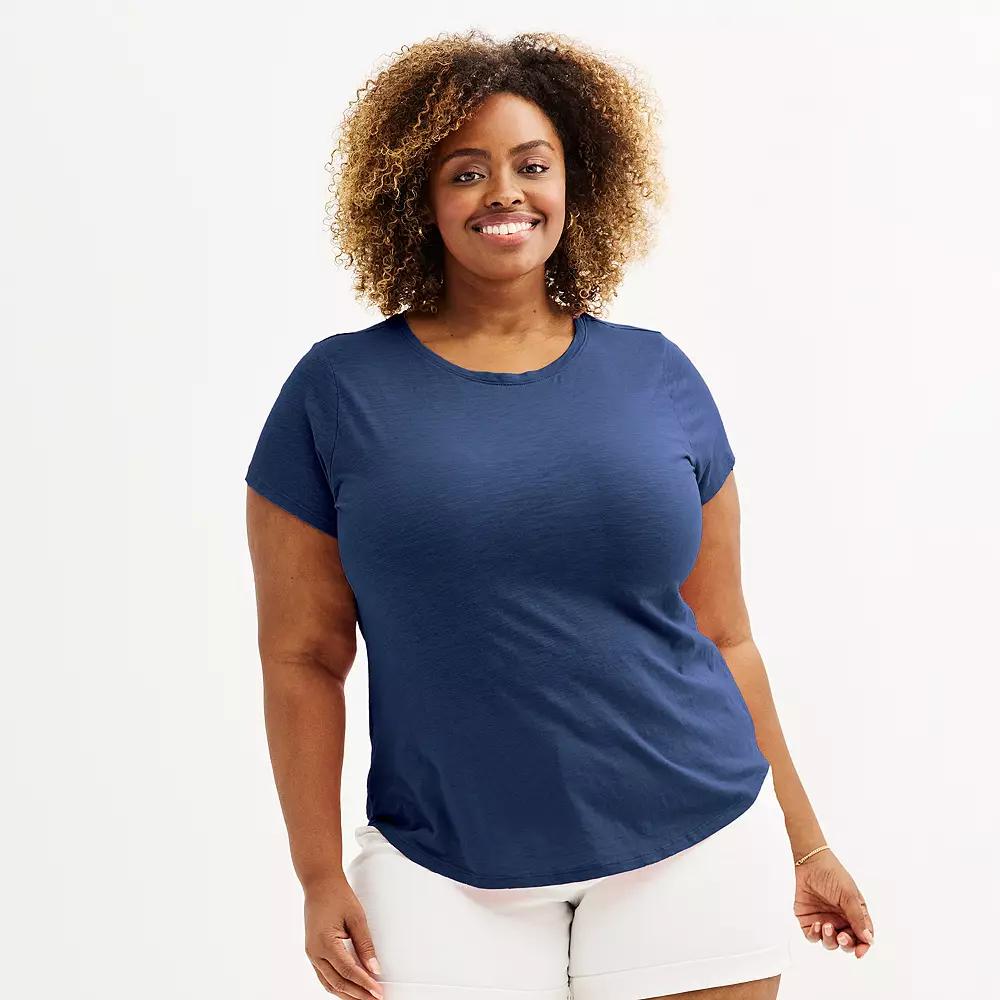 Plus Size Sonoma Goods For Life® Short-Sleeve Crew Tee, Women's, Size: 4XL, Blue Beauty Product Image