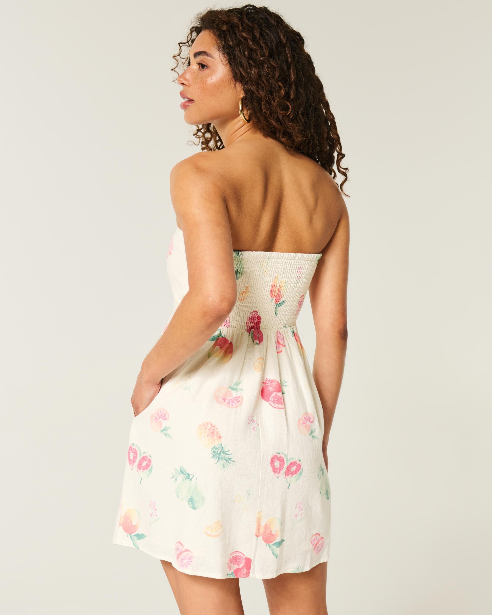 Linen-Blend Strapless Mini Dress Product Image