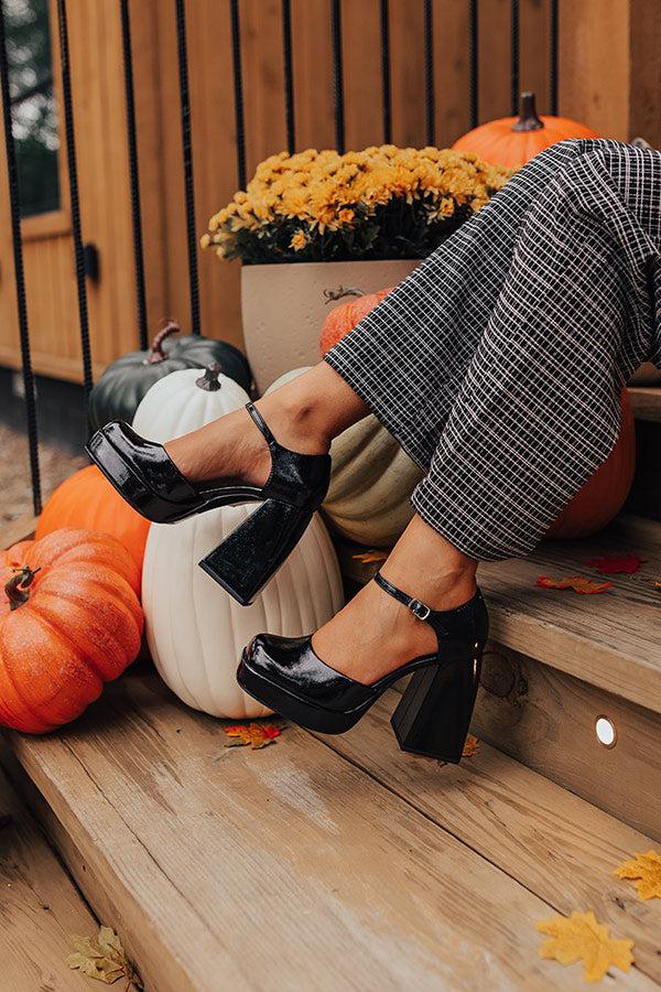The Brielle Patent Platform Heel In Black Product Image