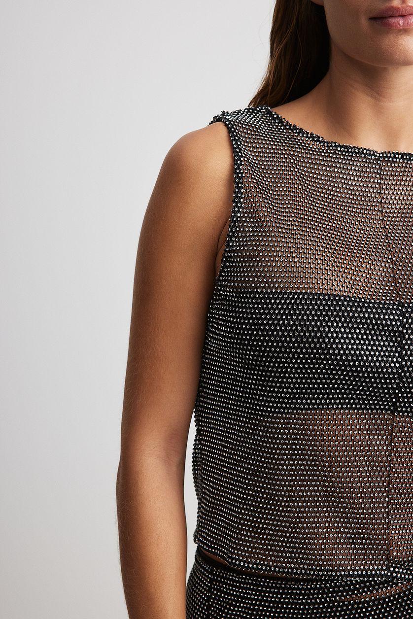 Rhinestone Embellished Crop Top Product Image