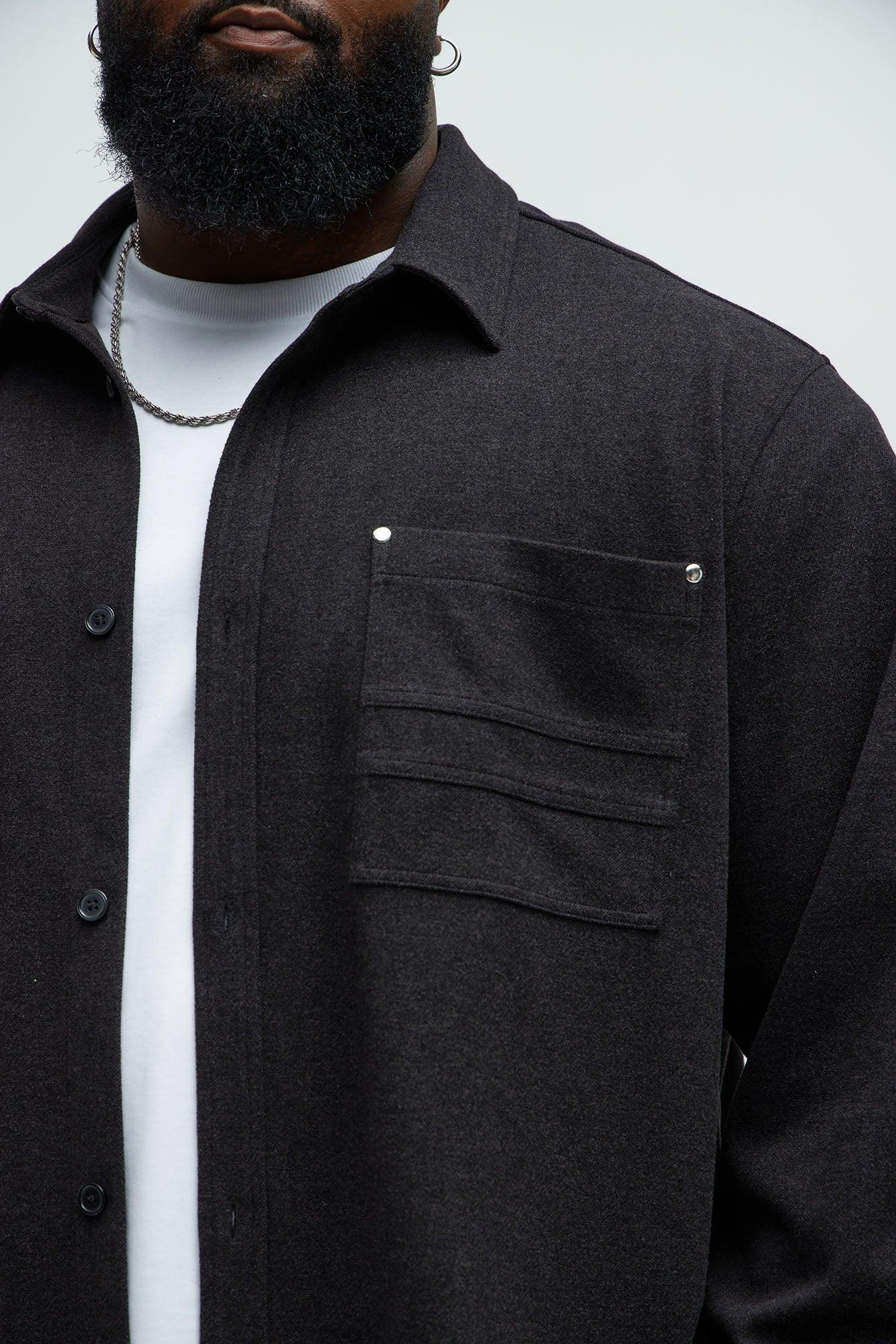 Fargo Wool Like Button Up Shirt - Black Product Image