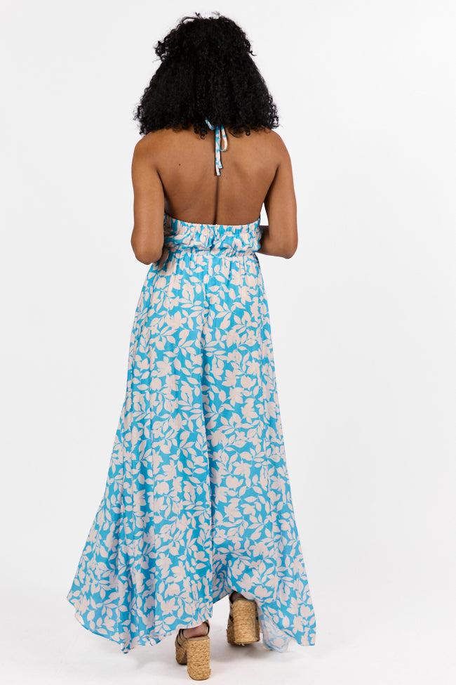Golden Days Blue Halter Neck Printed Maxi Dress FINAL SALE Product Image