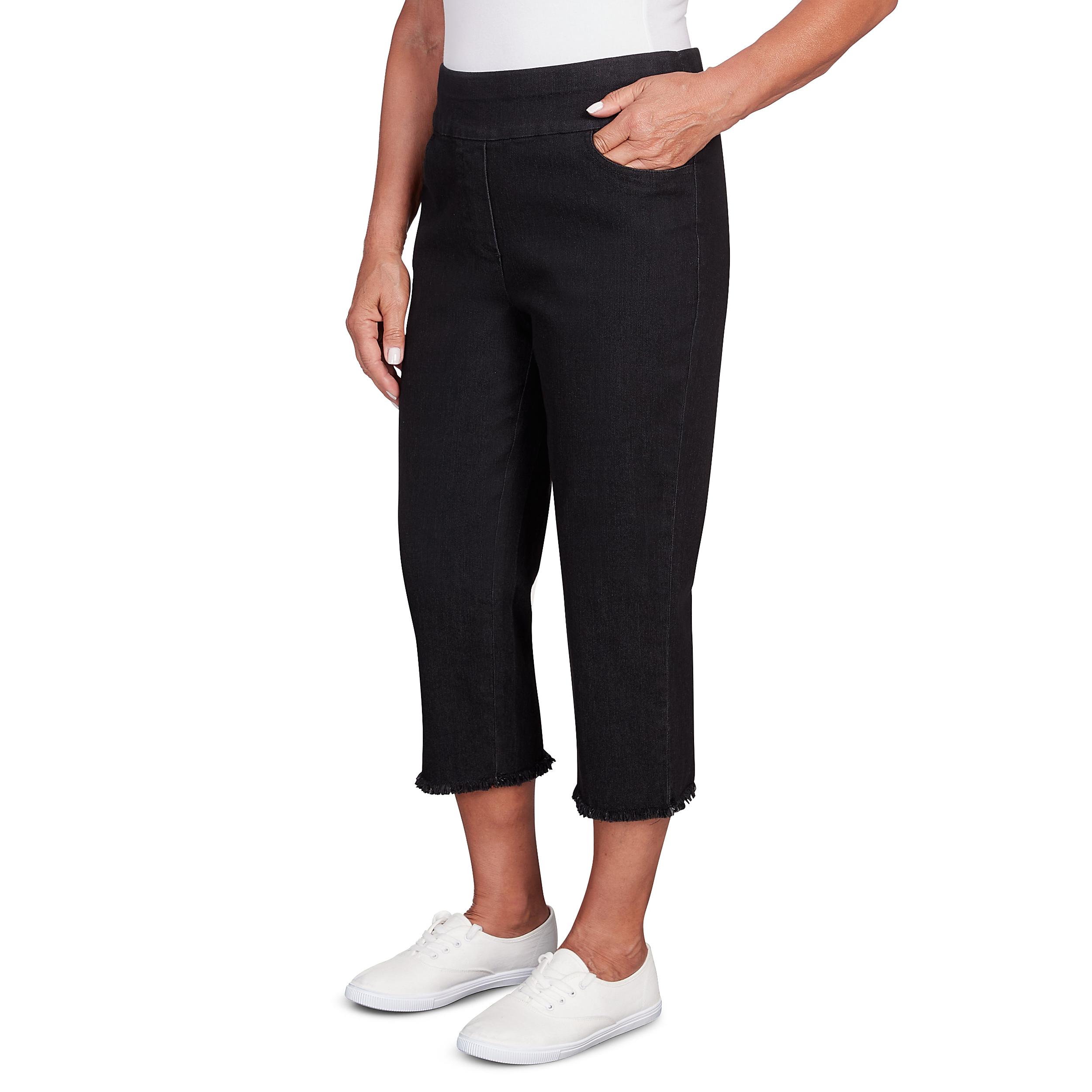 Alfred Dunner Super Stretch Denim Fringe Capri Pant- Petite Product Image