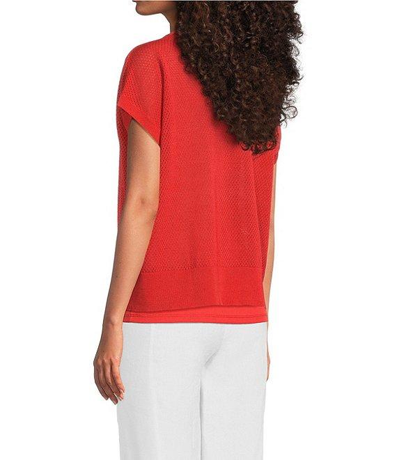 Eileen Fisher Organic Cotton Linen Blend Round Neck Short Sleeve Tee Product Image