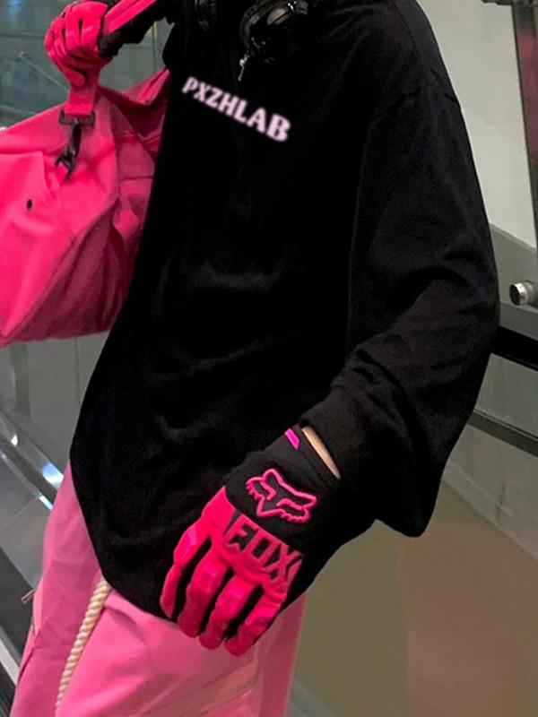 Men's Contrast Print Crew Neck Long Sleeve Tee Product Image