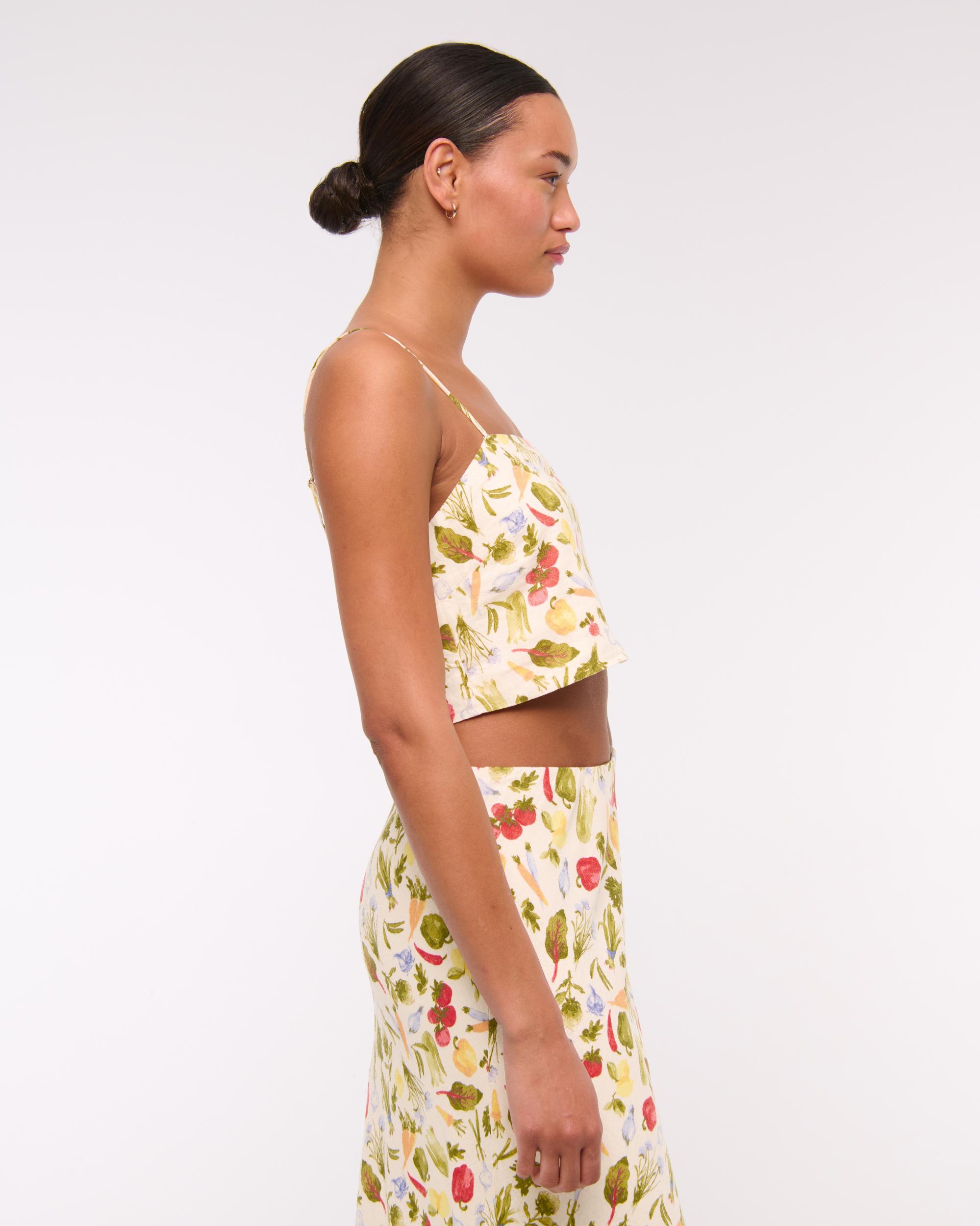 Cropped Linen-Blend Cami Product Image