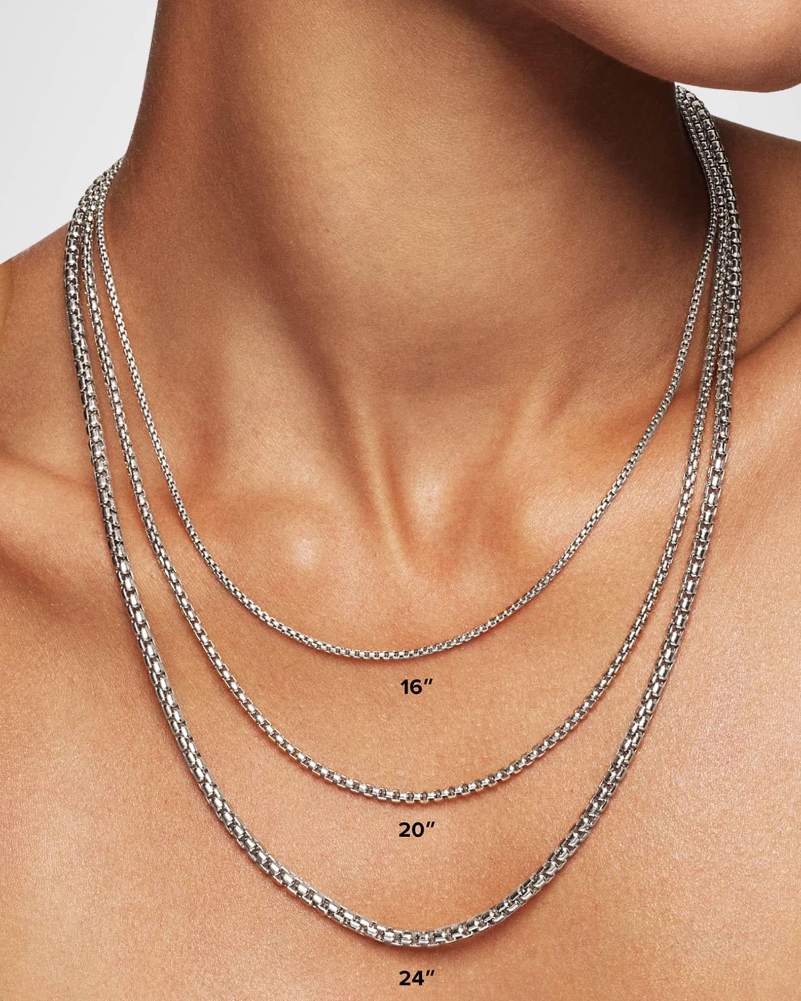 Chatelaine Cushion Pendant Necklace with Gemstone and Diamonds in Silver, 8mm, 16-18"L Product Image