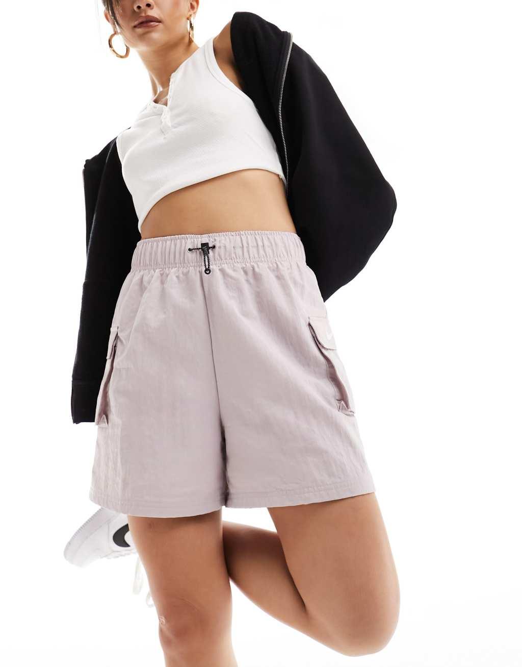 Nike woven cargo shorts in light gray  Product Image