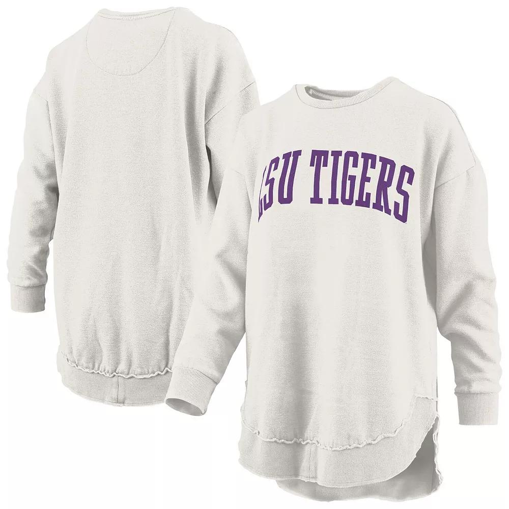 Women's Pressbox  Oatmeal LSU Tigers Melange Poncho Vintage Fleece Long Sleeve Pullover Sweatshirt, Size: XL, Team Product Image