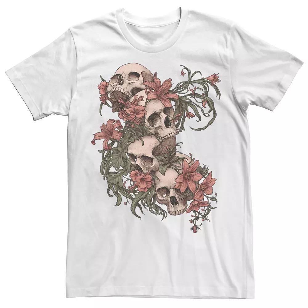 Men's Garden of Skulls Flowers Graphic Tee, Size: Small, White Product Image