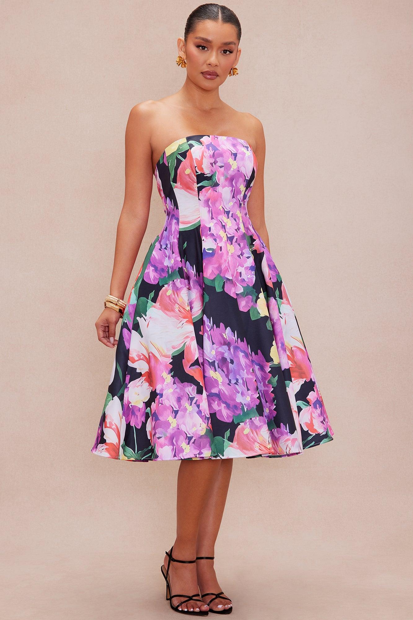 Hattie Floral Midi Dress - Pink/combo Product Image