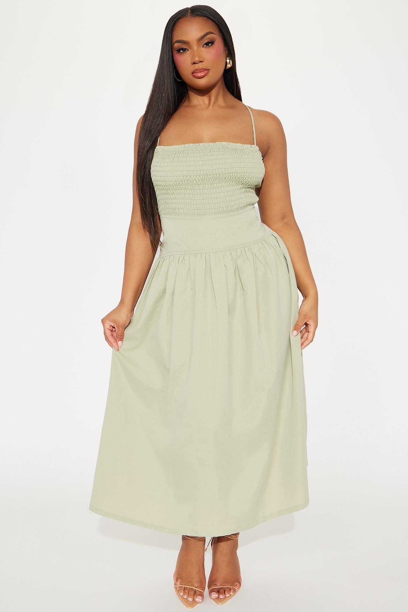 Blessing You Smocked Midi Dress - Sage Product Image