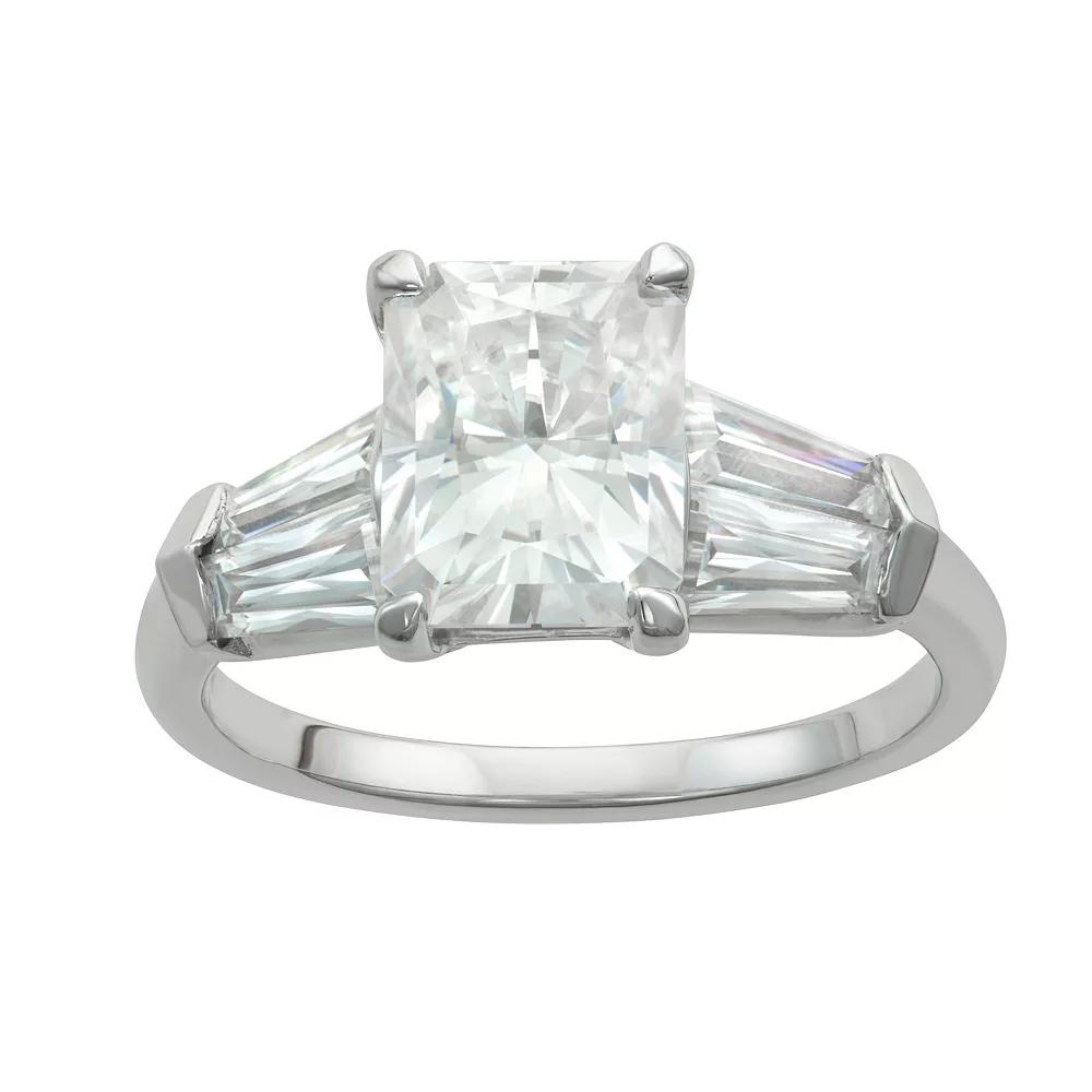 Charles & Colvard 14k Gold 3 7/8 Carat T.W. Radiant Cut Lab-Created Moissanite Engagement Ring, Women's, White Product Image