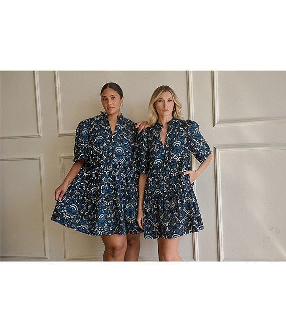 Sugarlips Etta Floral Dixie Ruffle Split V-Neck Short Sleeve Tiered Dress Product Image