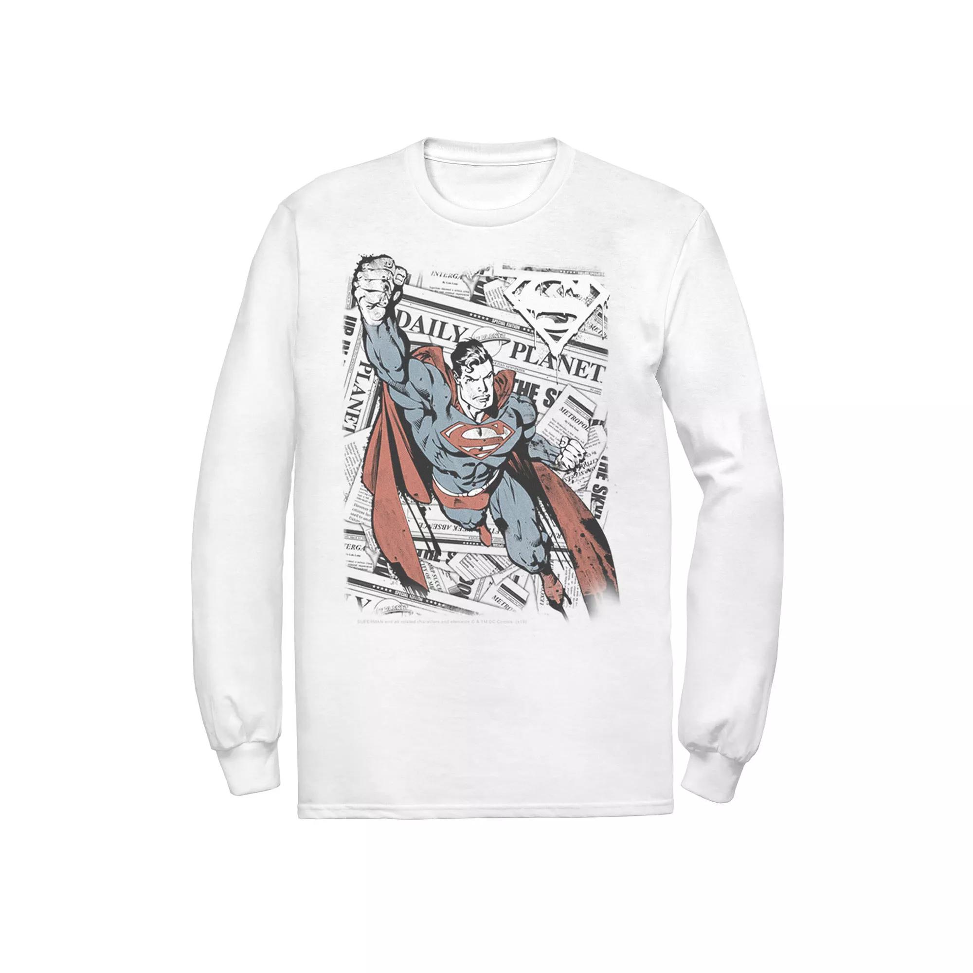 Men's DC Comics Superman Daily Planet Background Poster Tee,  Product Image