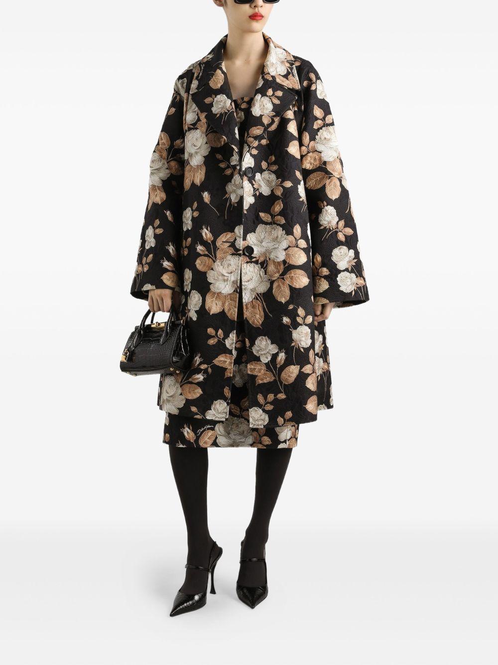 rose-print square-neck midi dress Product Image