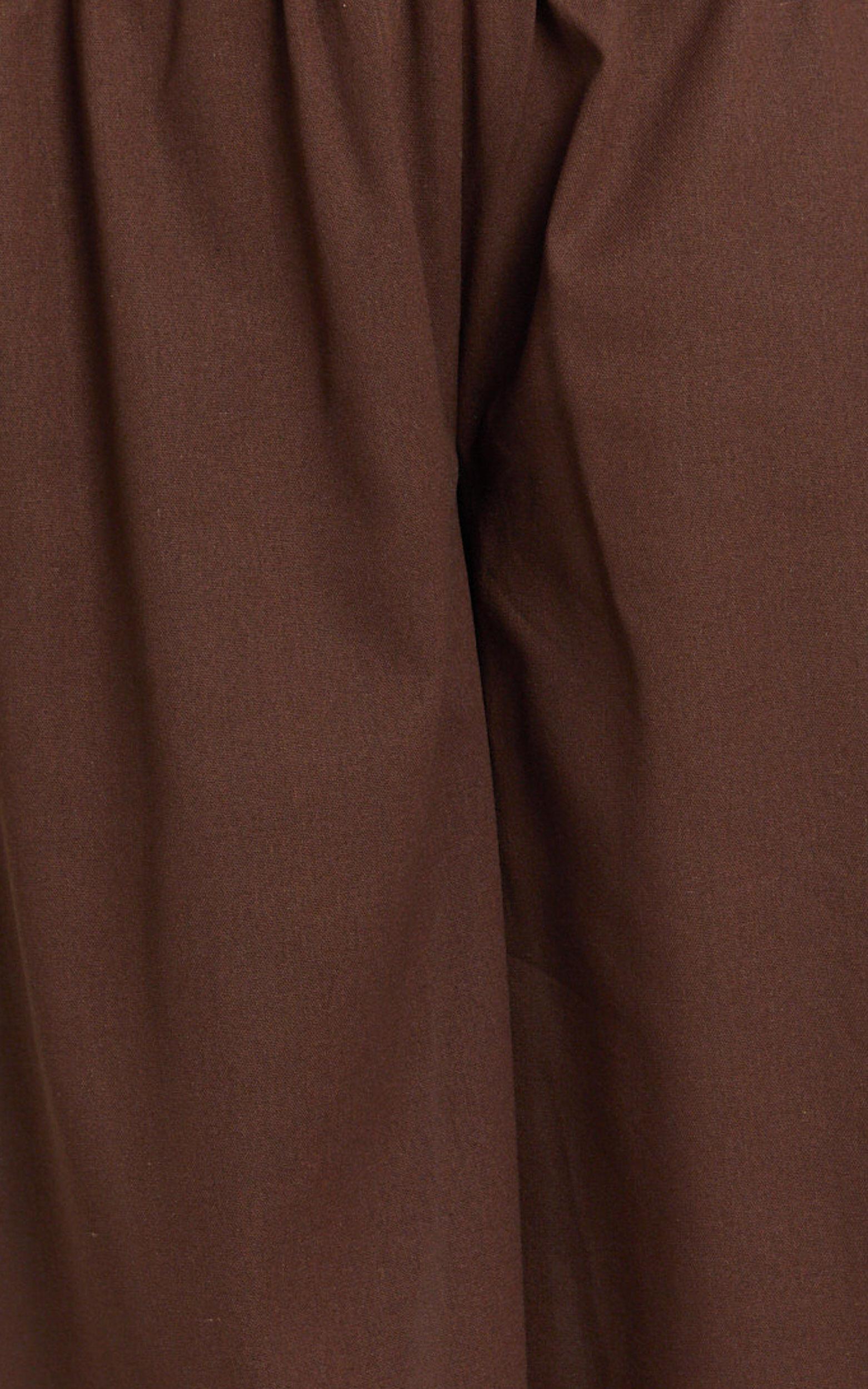 Tamara Pants - High Elasticated Waist Wide Leg Pants in Chocolate Product Image