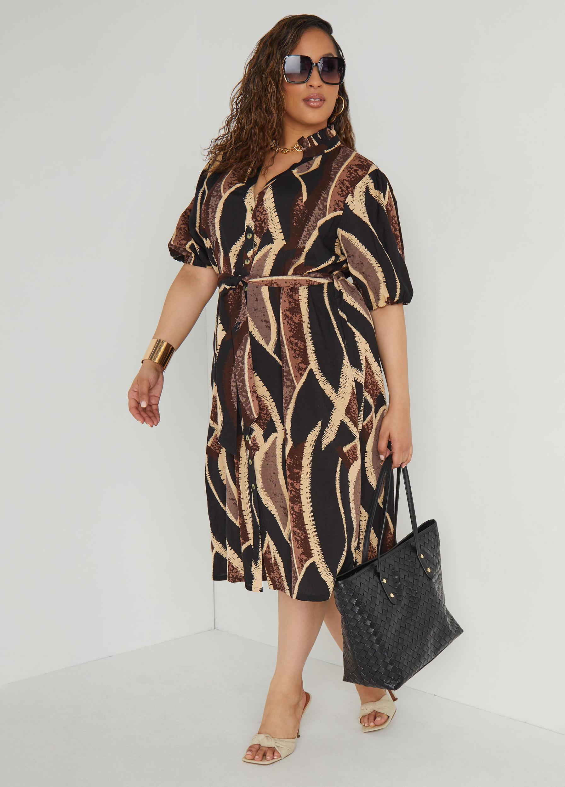 Ruffled Printed Shirtdress Product Image