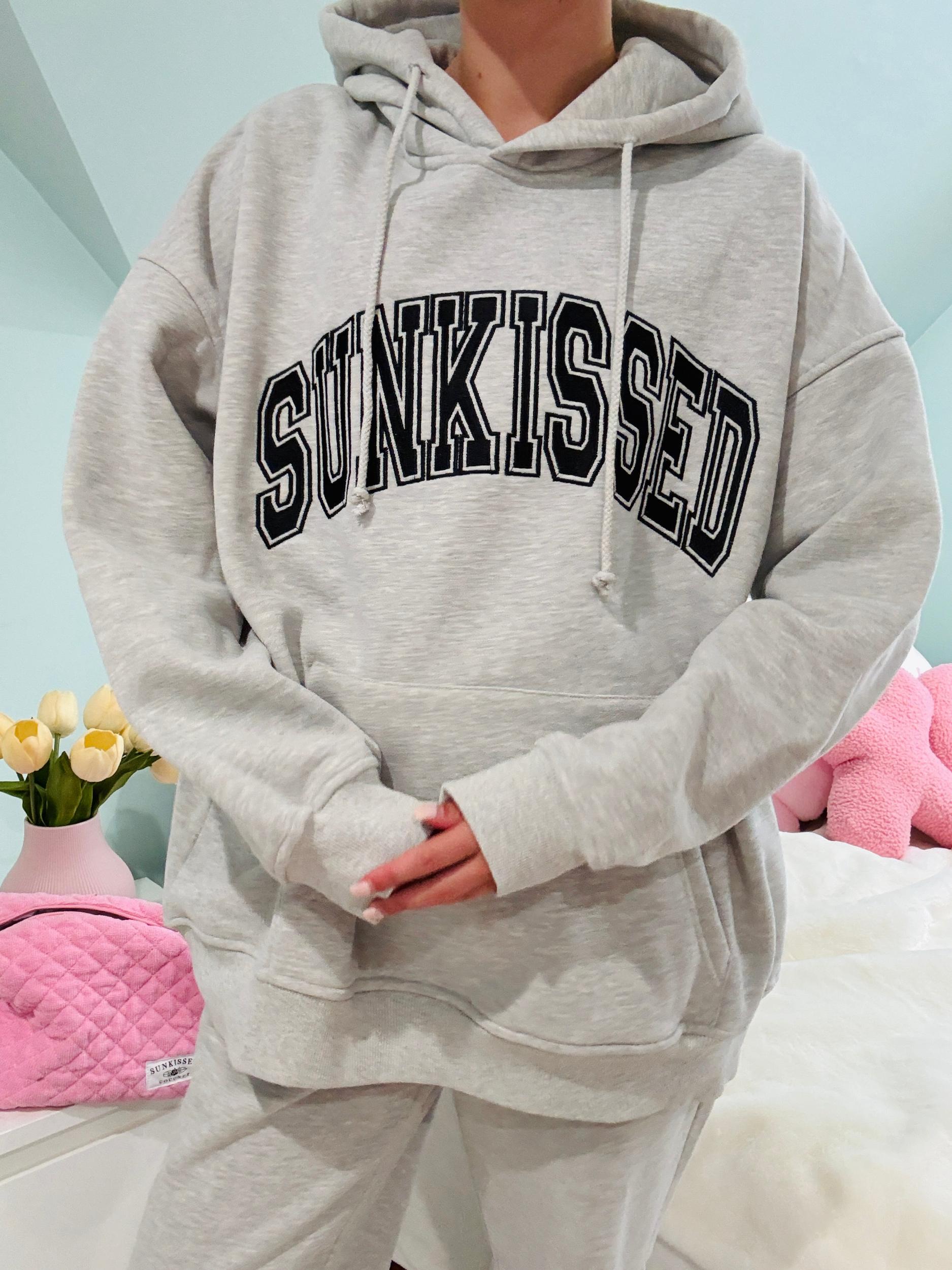 Afternoon Grey Sunkissed Varsity Embroider Hoodie Product Image