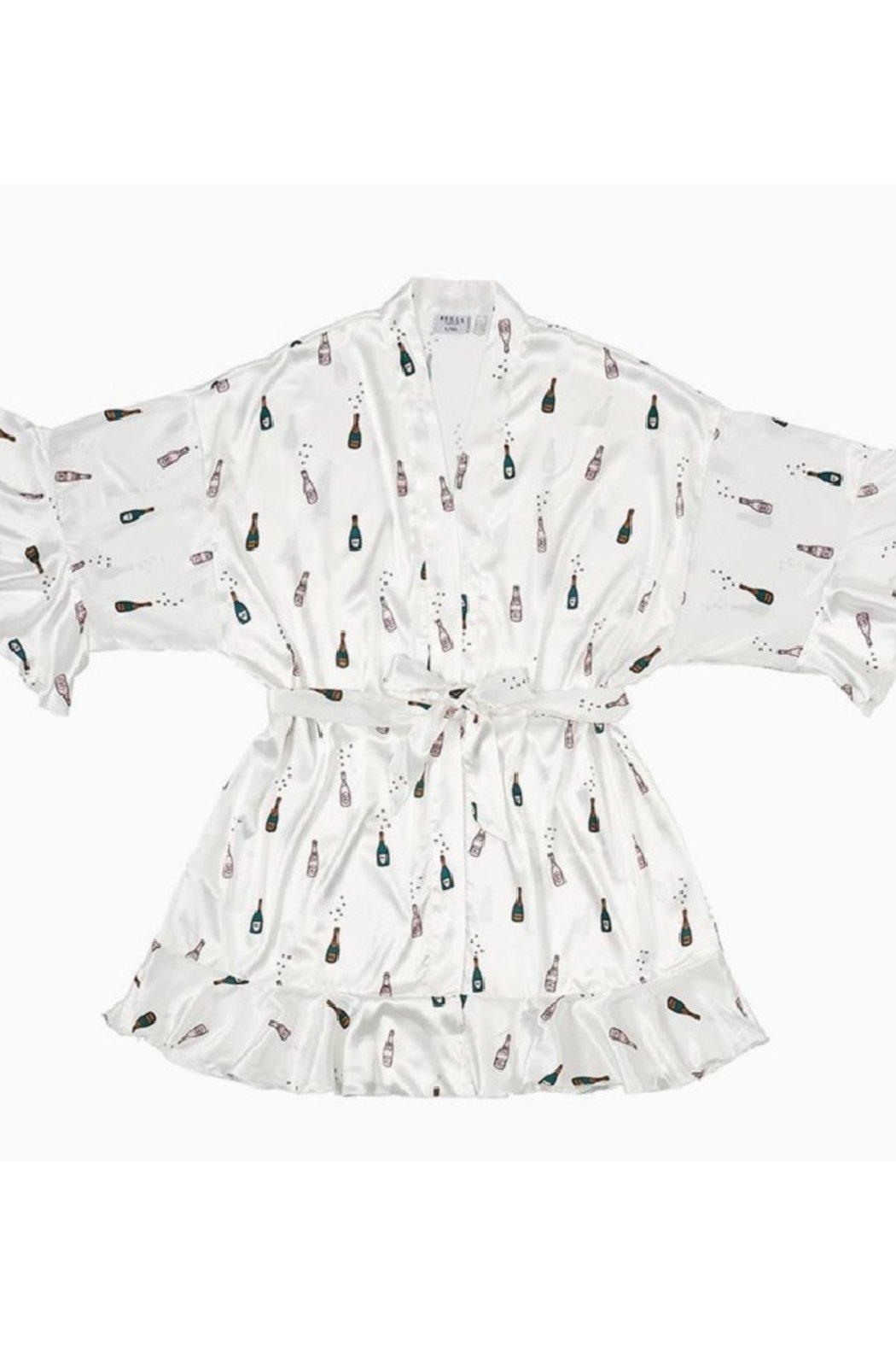 Ruffled Satin Robe - Champagne Bottles Product Image