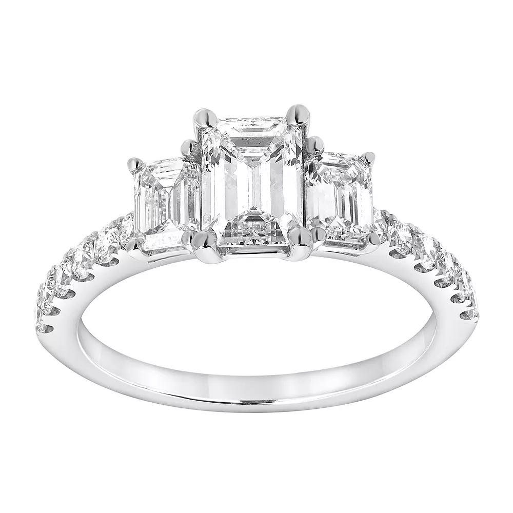Diamond Brilliance 14k White Gold 2 Carat T.W. Lab-Grown Diamond Triple Emerald Cut Enagement Ring, Women's,  Product Image