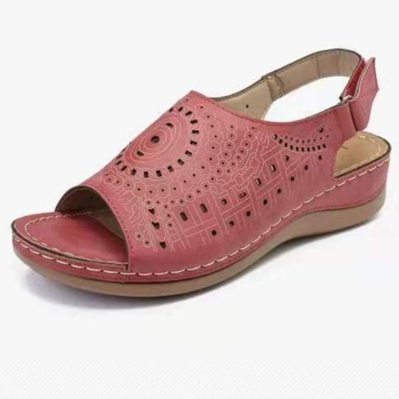 Peep Toe Wedge Heel Slingback Sandals Product Image