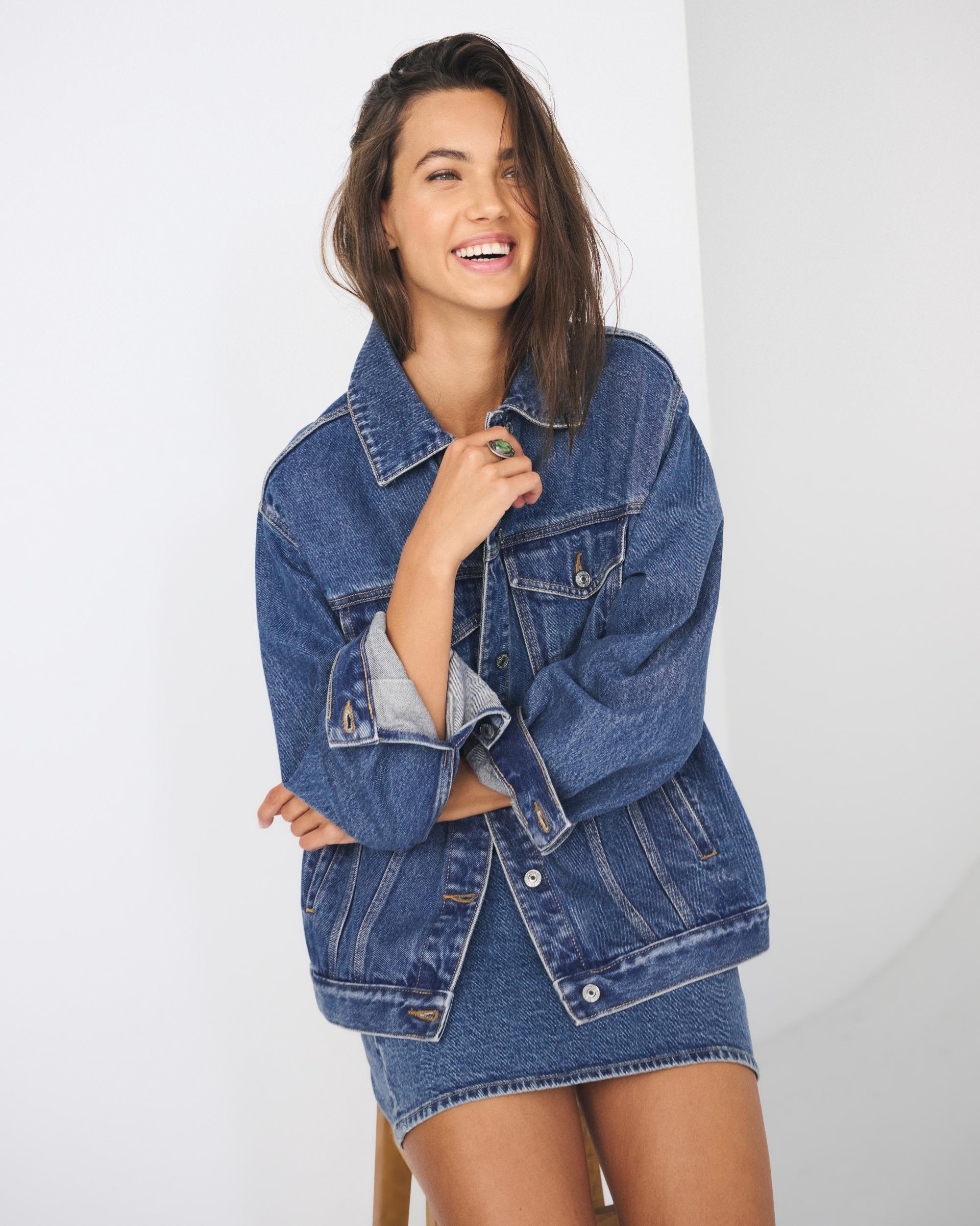 Oversized Denim Trucker Jacket Product Image