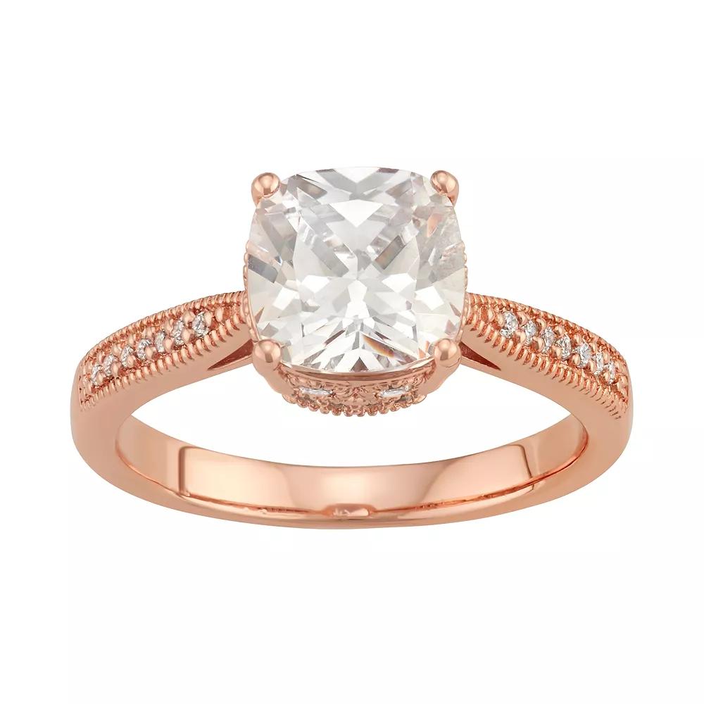 Lily & Lace 14k Rose Gold Over Bronze Cubic Zirconia Ring, Women's, Size: 8, Pink Tone Product Image