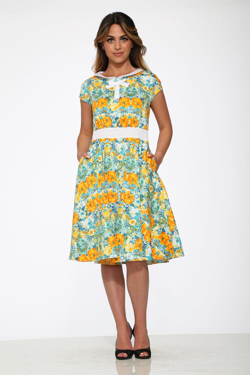 Yellow Floral Swing Dress Product Image