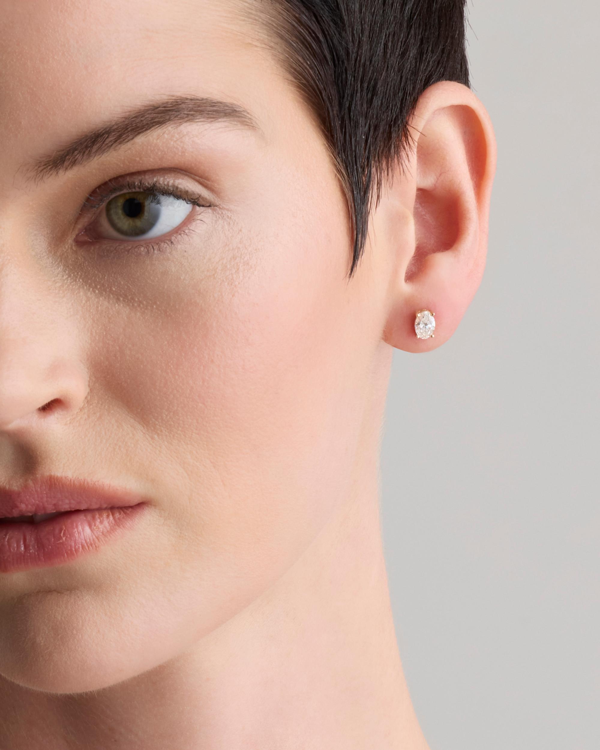 Quince | Women's 14k Gold Lab Grown Diamond Oval Solitaire Studs Product Image