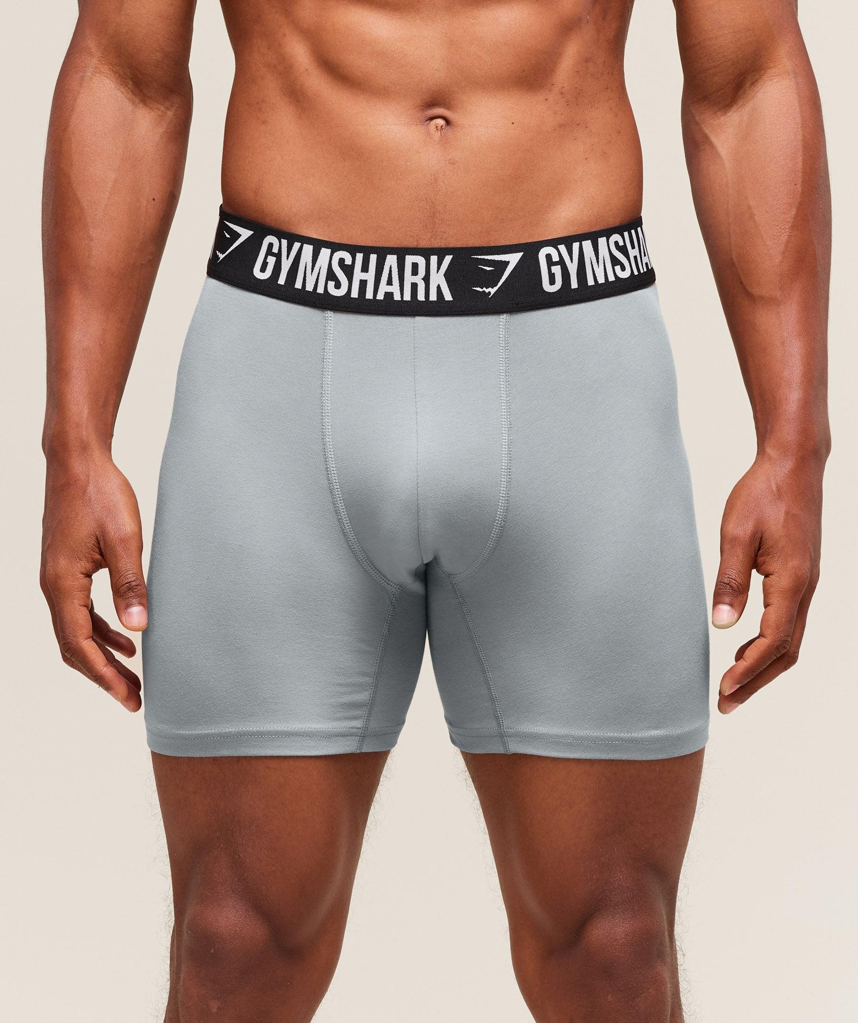 Gymshark Long Boxer Brief 3PK - Denim Grey/Titanium Blue/Black Male Product Image
