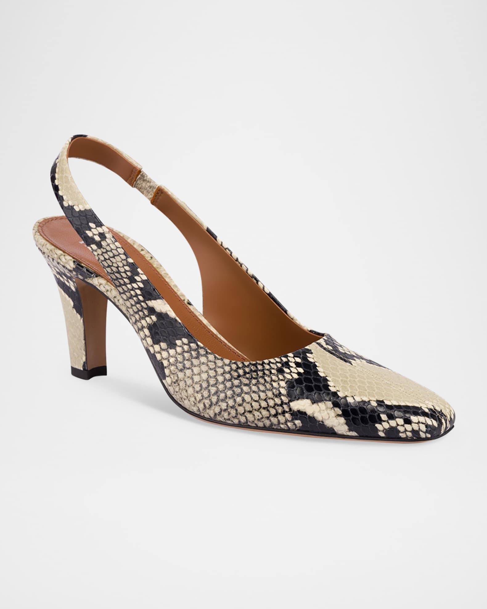 Belle Snake-Embossed Slingback Pumps Product Image