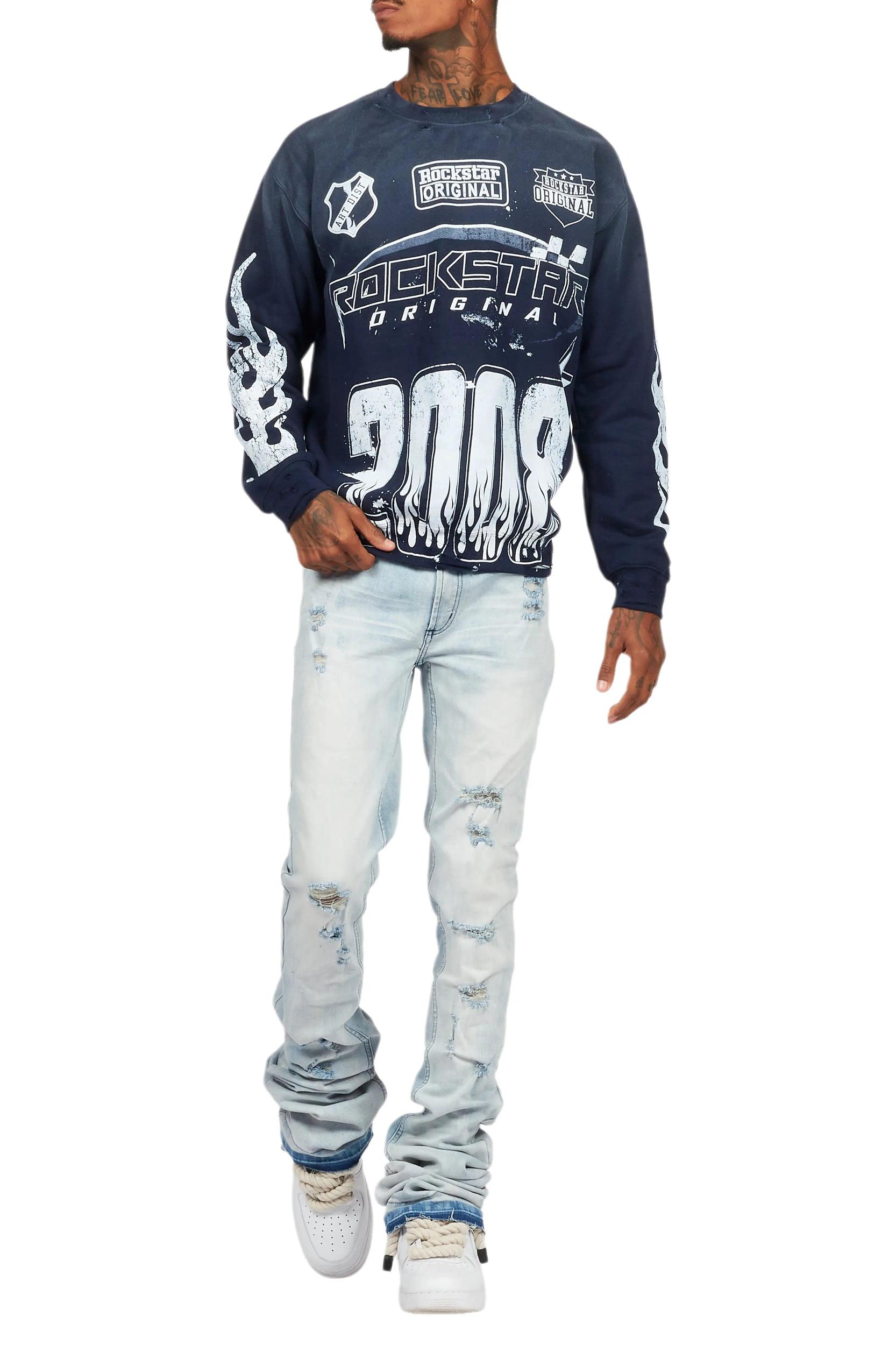 Amos Navy/White Graphic Crewneck Male Product Image