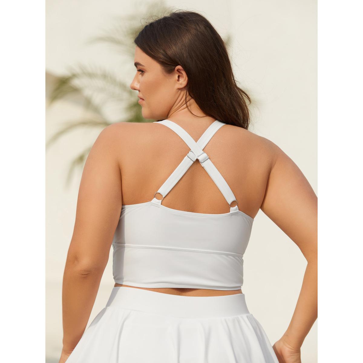 Plus Size Cut-Out Twisted-Front Swim Top Women's Swimwear WhiteSmoke Beach Gathered High stretch Skinny Heart neckline Curve Swim Tops BloomChic 12/L Product Image